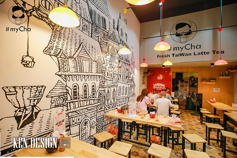 thiết kế quán trà sữa Mycha